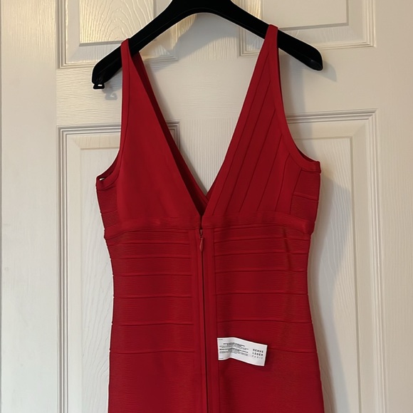 NWT $1690 Herve Leger Fluted Metallic-Trimmed Bandage Midi Dress size M - Picture 14 of 17